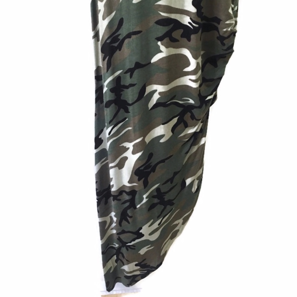 Asymmetrical Racerback Camouflage Maxi Dress - Picture 6 of 7